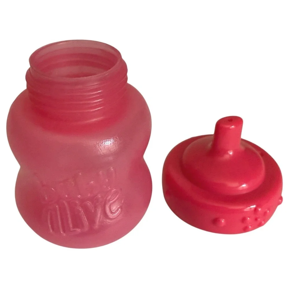 Baby Alive Doll Bottle Plastic Pink Red Replacement Screw Off Top Accessory Toy